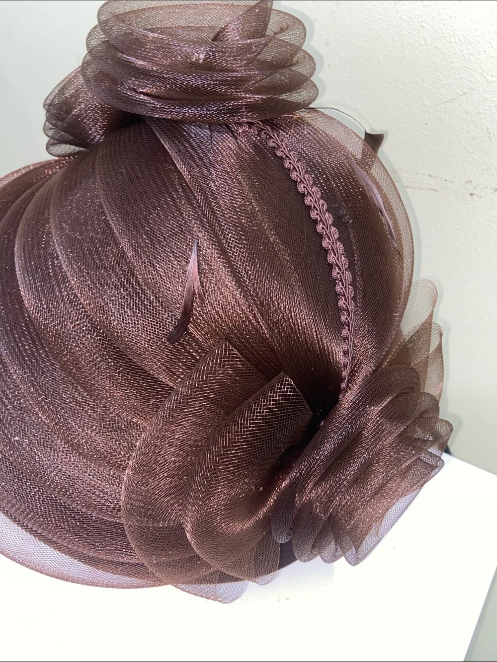 Beautiful Brown Dress Hat with Swirl Accent